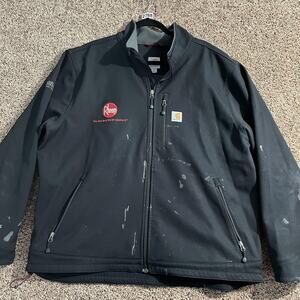Carhartt Jacket Mens 2XL Black Crowley‎ Soft Shell Zip Embroidered Rheem 102199
